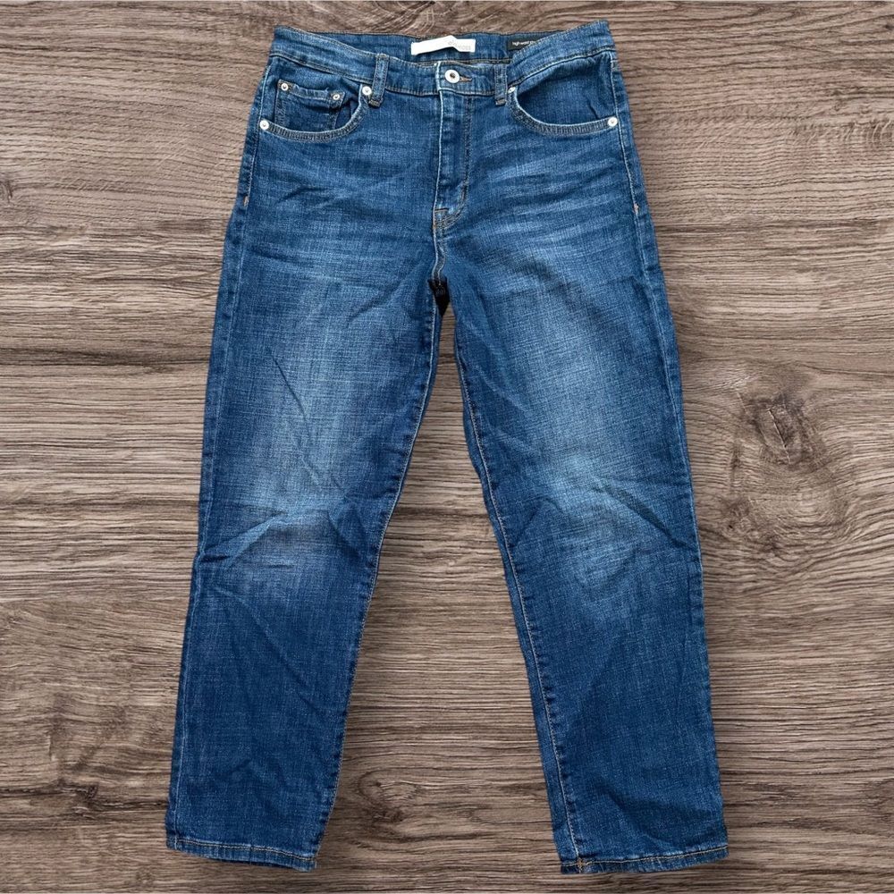 Ella Moss Blue Straight Jeans with Distressed Look 8/29 Junior